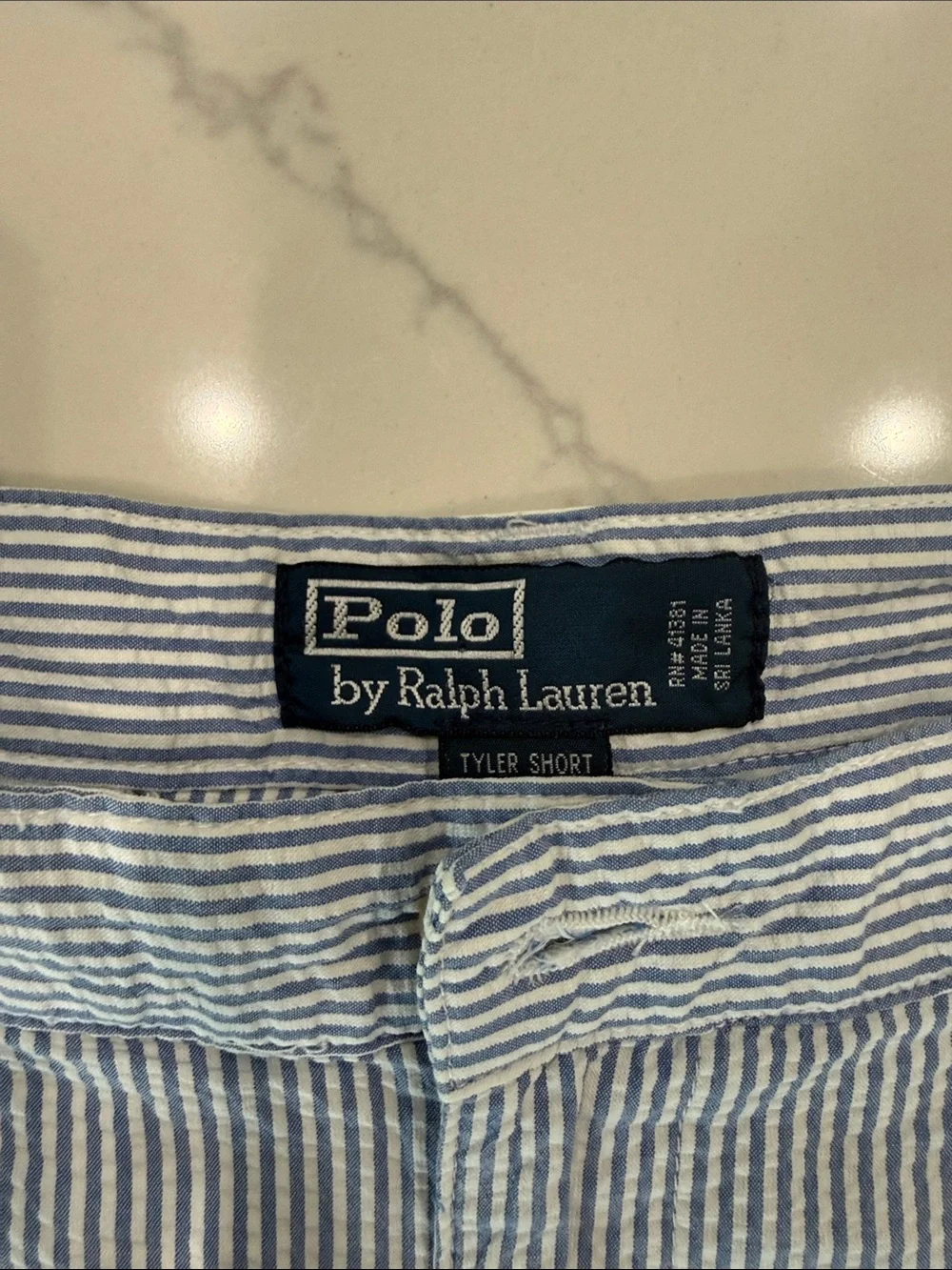 Polo by Ralph Lauren Blue & White Seersucker Shorts